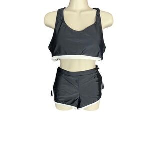 Unbranded Black White Trim Tankini Swimsuit Set XL POB21020524 3 pc.